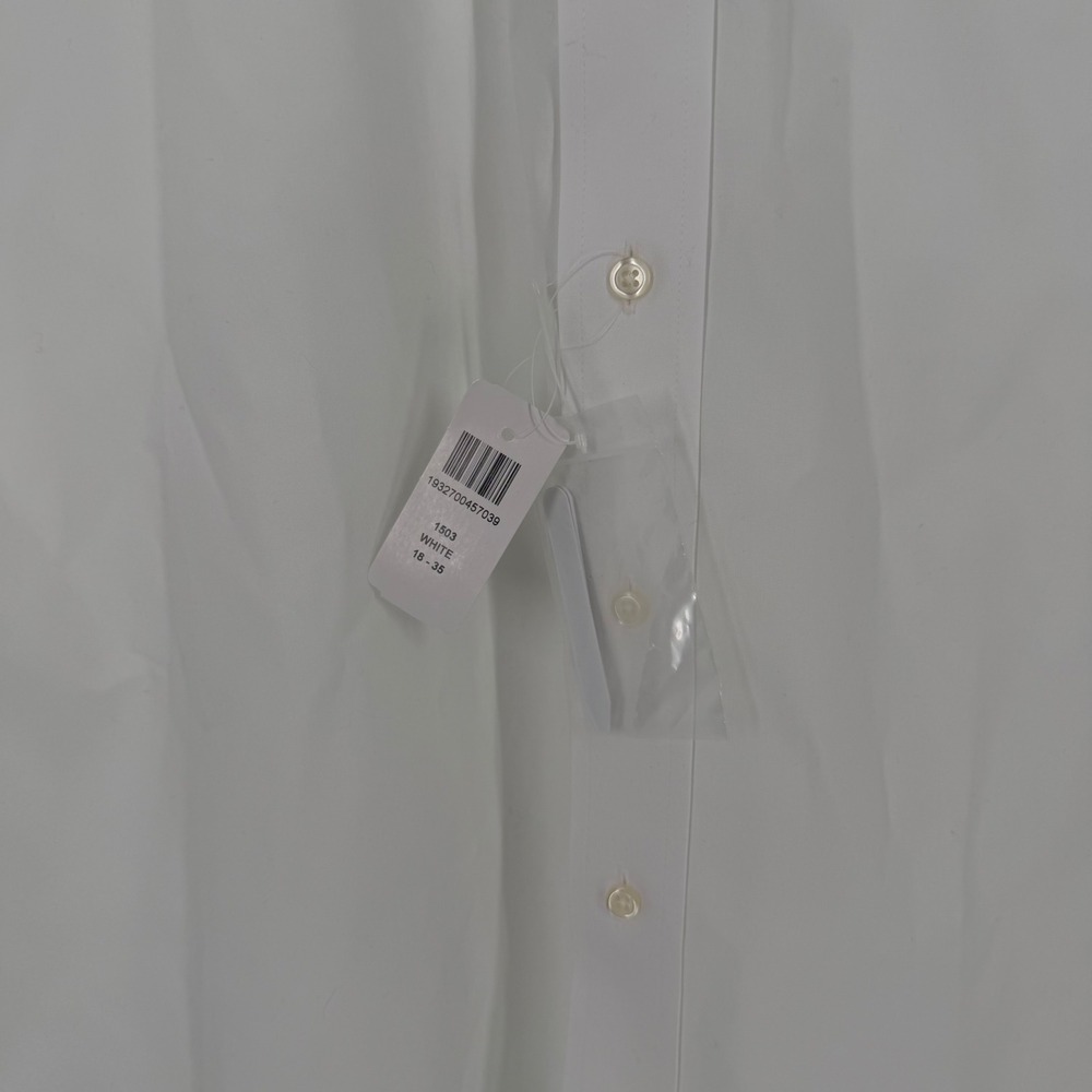 Paul Fredrick Mens White Classic Fit Cotton Dress Shirt 18 x 35 NWT 1503 - Picture 5 of 8